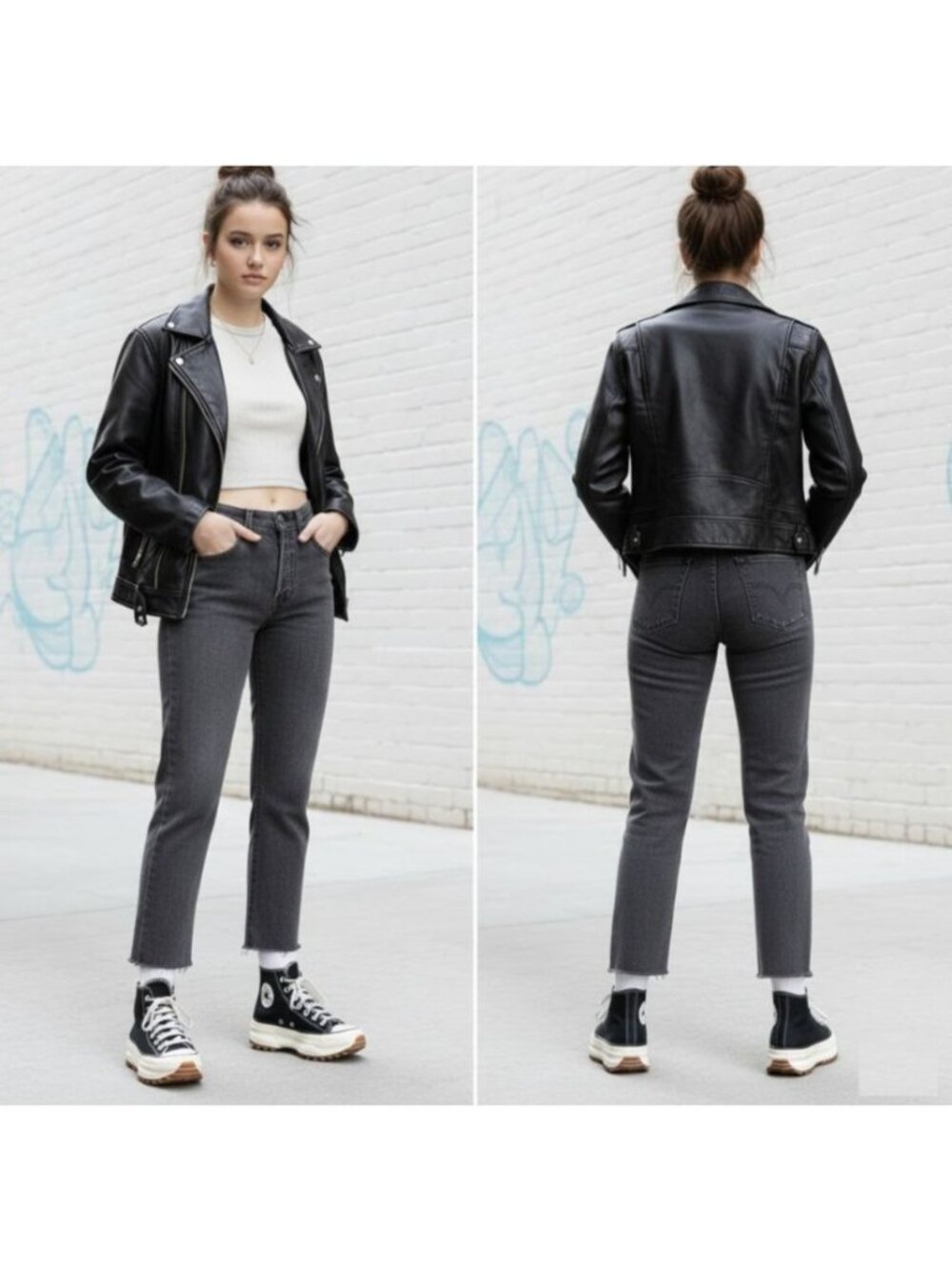 ⭐Levi's 501 Original Cropped Jeans Womens 27x26 Button Fly 27x26 Denim Gray New⭐
